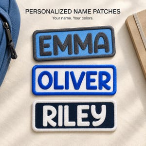 Personalized Name Patch, Comic Lettering, Custom Embroidered Iron On or Sew On Name Tag for Hats and Bags