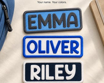 Custom Name Patch, Comic Style Letters, Embroidered Iron On or Sew On