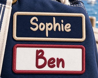 Personalized Name Patch, Custom Casual Handprint Embroidered Iron On or Sew On Name Tag for Hats and Bags