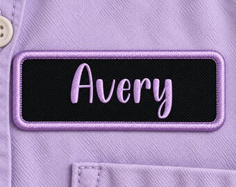 Personalized Name Patch, Custom Tall Playful Embroidered Iron On or Sew On Name Tag for Hats and Bags