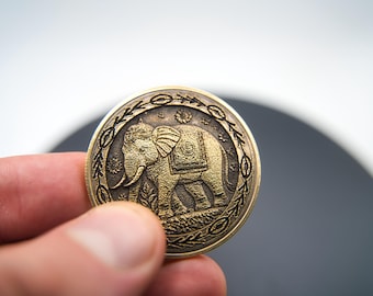 Enchanted Elephant Brass Coin: Lucky Collectible Piece