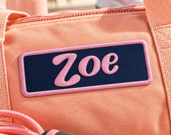 Personalized Name Patch, Custom Bouncy Brush Embroidered Iron On or Sew On Name Tag for Hats and Bags