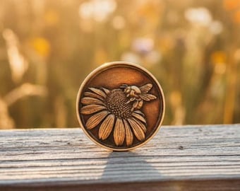 Bumblebee Brass Coin Vintage Style Pendant