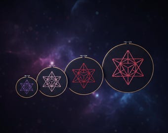 Sacred Geometry Embroidered Wall Art: Merkaba