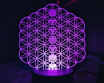 Flower of Life 7 Chakras Art: Sacred Geometry Design