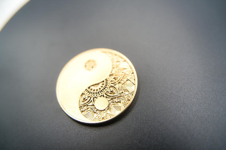 Baby Grey and White Mandala Coin Pendant