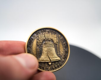 Vintage Liberty Bell Brass Coin - Patriotic Collectible