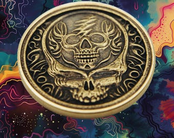 Vintage Grateful Dead Skull Brass Coin - Unique Music Memorabilia