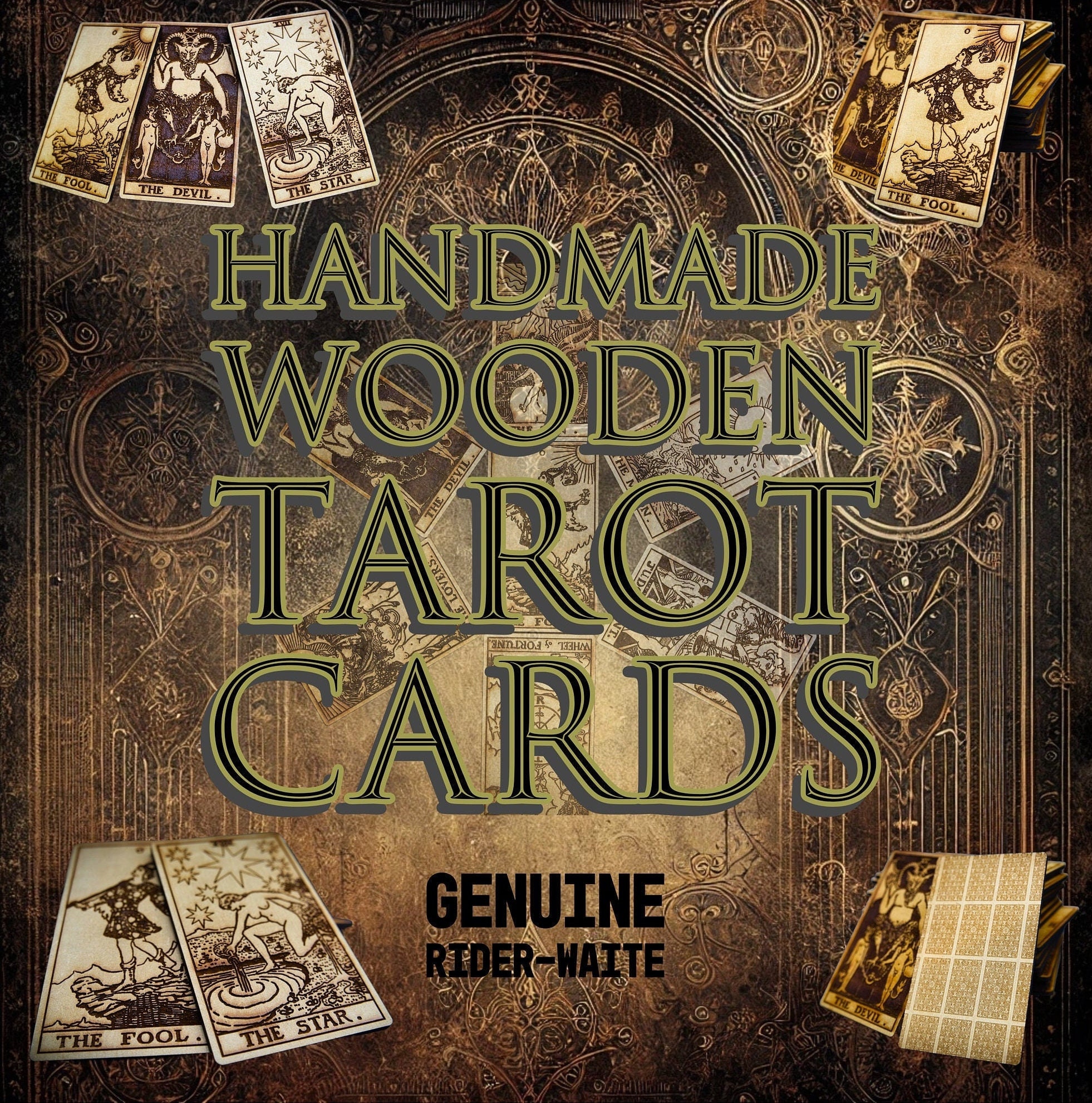 Handmade Wooden Tarot Cards Deck - Genuine Rider-Waite Major Arcana