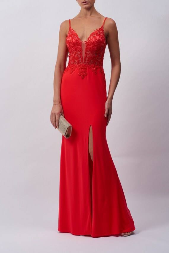 Coral Slim Fitted Prom Dress by Mascara MC290113 Etsy UK