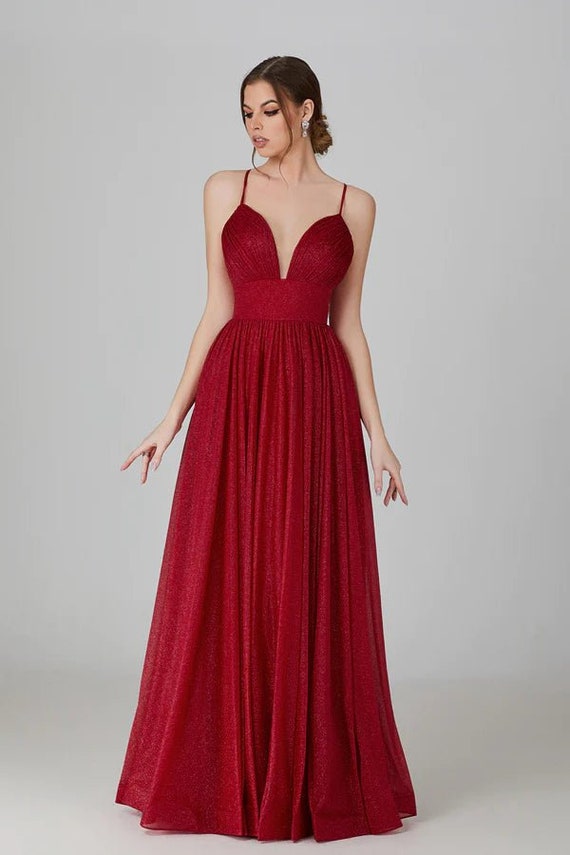Rode SABRINA Sweetheart volledige rok glitterjurk Etsy Belgie