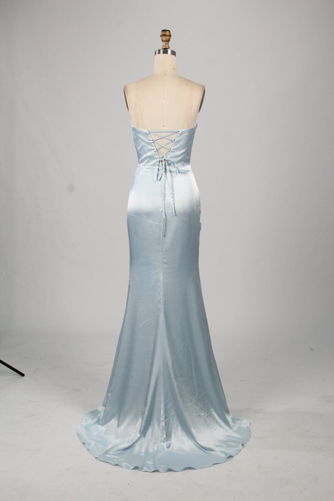 Sky Blue A-Line Strapless Satin Formal Dress main image 0