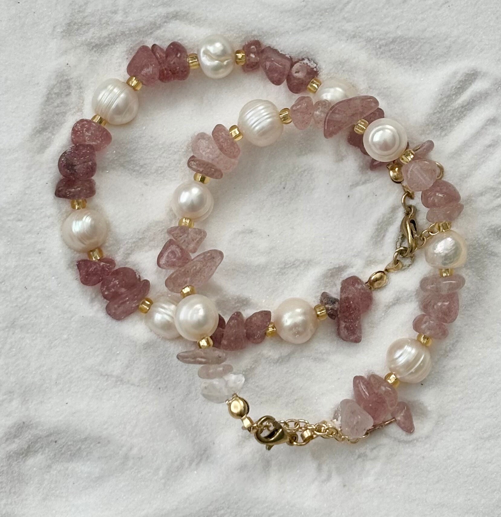 Freshwater Pearl and Crystal Bracelet With Gold Plated Detailing — free download