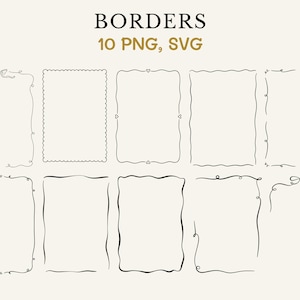 This wedding clipart bundle includes 10 hand drawn borders as pngs and svgs.