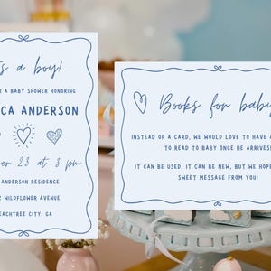 Handdrawn frames with bows on a baby shower invitation.