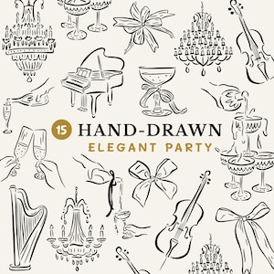 Hand Drawn Wedding svg Bundle, Wedding Champagne svg, Hand Drawn Champagne Clipart, Wedding Doodle svg Elegant Wedding Invitation Clipart