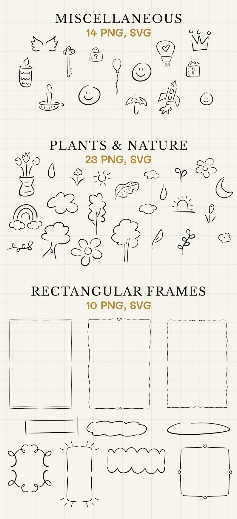 Plant SVGs and frame SVGs.