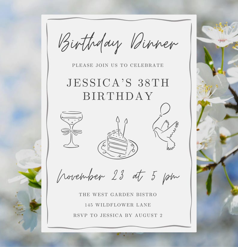 A wavy squiggle frame used on a birthday invitation.