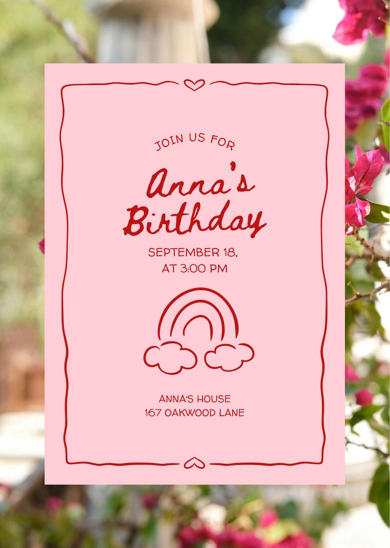 Frame svg and rainbow svg on an invitation.