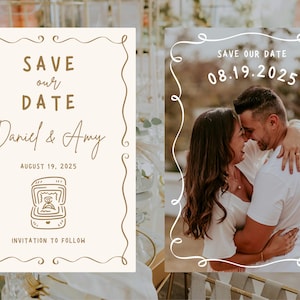 The hand drawn whimsical frames used on a save the date.