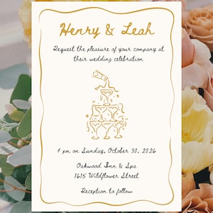 Wavy frame used on a wedding invitation.