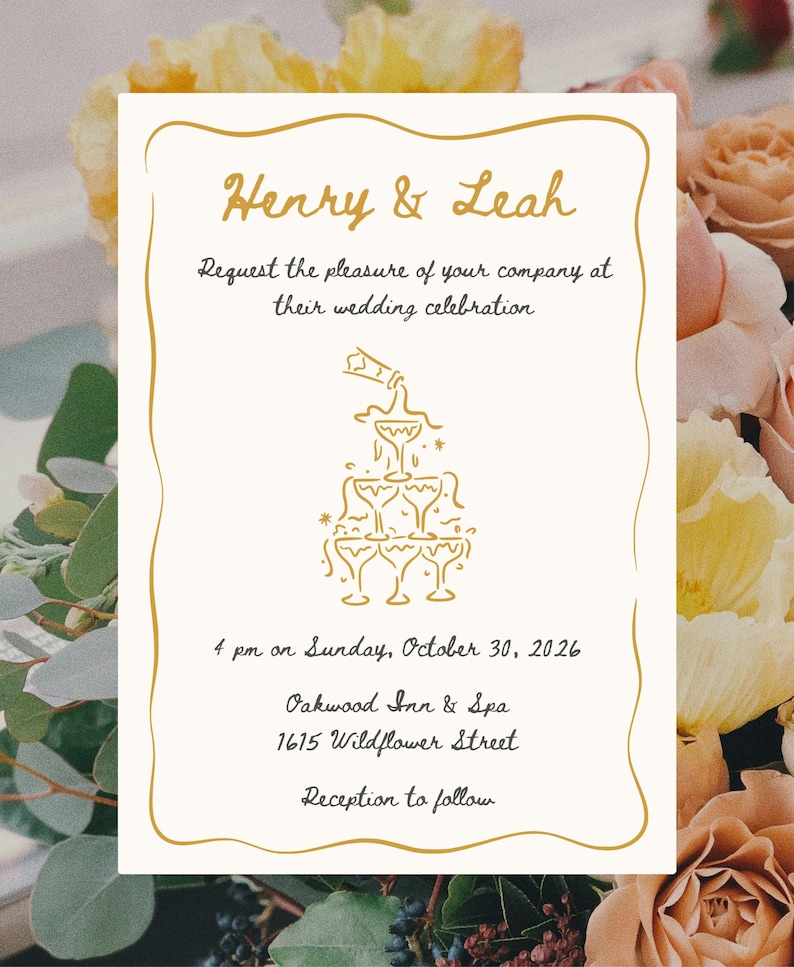 Wavy frame used on a wedding invitation.