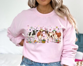 Cute Easter Cows Sweatshirt, Cow Lover Shirt, Happy Cow Easter Shirt, Cow Mom Easter Gift, Easter Kids Shirt, Women Easter Gift, Cow Shirt