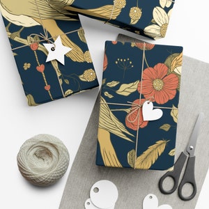 Bird Gift Wrap Papers - Vintage Bird Wrapping Paper - Beautiful wrapping paper - floral gift wrap -