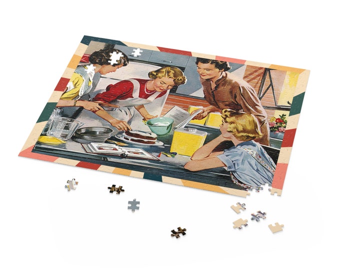 Retro Kitchen Puzzle - Vintage Puzzle - Gifts for Mom - Unique Puzzle - Birthday Gift - (120, 252, 500-Piece)