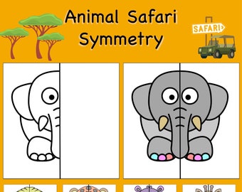 Interactive Symmetry Drawing Activity: Explore Safari Animals - Engaging & Educational Math Art Project, Fun Learning Tool at Home/School