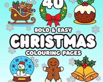 Christmas Coloring Pages Printable PDF | Easy Holiday Coloring Book for Kids & Adults | 40 Festive Xmas Colouring Pages