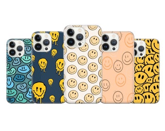 Smile Happy Face Telefoonhoesje Emoji Cover geschikt voor iPhone 15 Pro Max, 14 Plus, 13, 12, 11, XR en Samsung S24, S23, A54, A53, Pixel 8 Pro, 7