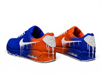 Custom Nike Air Max 90 Sneakers | Hand-Painted Drip Design | Personalized Streetwear Shoes | Gift | New York Finals Champions / Brooklyn OKC