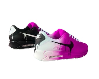 Zapatillas Nike Air Max 90 personalizadas / Diseño de goteo pintado a mano / Zapatillas de calle personalizadas / Regalo retro