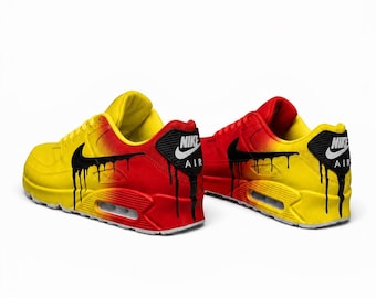 Custom Nike Air Max 90 Sneakers | Hand-Painted Drip Design | Personalized Streetwear Shoes | Germany Football |  Atlanta Arizona Ohio | Gift
