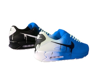 Zapatillas Nike Air Max 90 personalizadas / Diseño de goteo pintado a mano / Zapatillas de calle personalizadas / Regalo retro