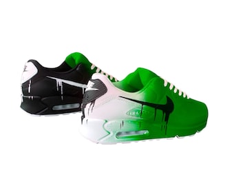 Zapatillas Nike Air Max 90 personalizadas / Diseño de goteo pintado a mano / Zapatillas de calle personalizadas / Regalo retro