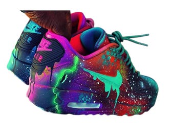 Custom Nike Air Max 90 Sneakers | Hand-Painted Drip Design | Personalized Streetwear Shoes | Retro Gift