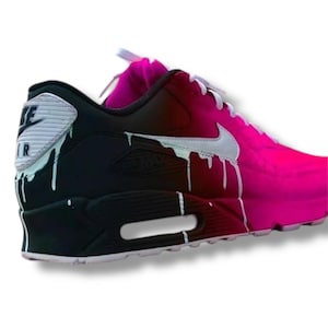 Custom Nike Air Max 90 Sneakers - Pink Hand-Painted Drip Design - Unique Custom Shoes - Personalized Sneakers - Streetwear  - Custom Gift