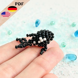 Orca pdf bead pattern, beaded animal pattern German, killer whale, 3D beaded animal pattern English, PLUS basics for beginners