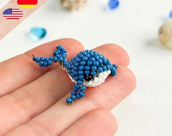 Whale PDF bead pattern, beaded animal instructions in German, blue whale, bead whale, 3D beaded animal pattern in English, PLUS basics for beginners