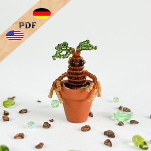 DIY Mandragora kralenpatroon, fantasieplant, 3D kralenfiguur: instructies in het Duits en Engels, PLUS basisprincipes voor beginners.