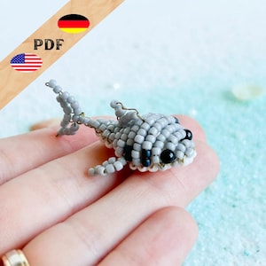 Hai pdf Perlenmuster, Perlentiere Anleitung deutsch, 3d Haifisch Muster Englisch, PLUS Grundlagen für Anfänger