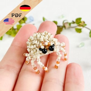 Patrón de cuentas en PDF para araña saltadora, araña DIY hecha con cuentas, instrucciones para hacer una araña animal con cuentas en alemán e inglés, MÁS conceptos básicos para principiantes.