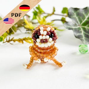 Patrón de perezoso con cuentas (PDF), instrucciones para animales con cuentas en alemán e inglés, figura de perezoso con cuentas en 3D, MÁS conceptos básicos para principiantes