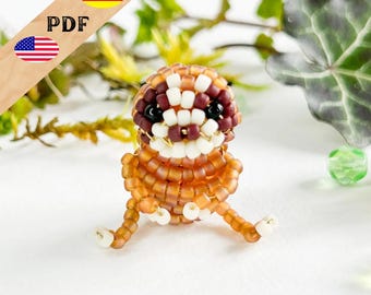 Sloth bead pattern (PDF), beaded animal instructions in German and English, 3D beaded sloth figure, PLUS basics for beginners