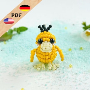 Duck PDF bead pattern, DIY beaded duck animal, instructions in German and English, PLUS basics for beginners "Pika"