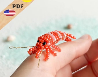 Shrimp pdf bead pattern, beaded animal instructions German, shrimp beaded animal instructions English, PLUS basics for beginners