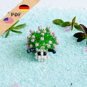 Leaf sheep PDF beaded pattern, sea snail beaded animal instructions in German, 3D beaded animal pattern in English, PLUS basics for beginners