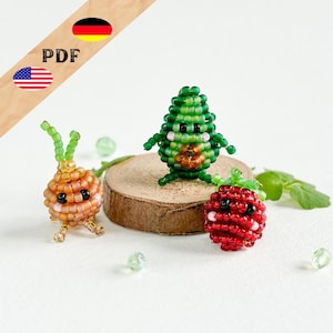 3 in 1 Avocado Perlenmuster, Tomate, Zwiebel Anleitung deutsch, englisch, Perlengemüse, PLUS Grundlagen für Anfänger